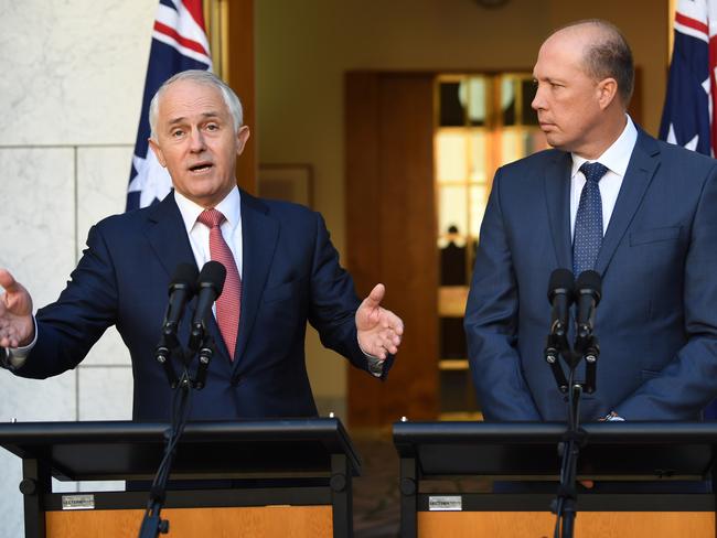 Malcolm Turnbull and Peter Dutton defended tough changes to the citizenship test. Picture: AAP