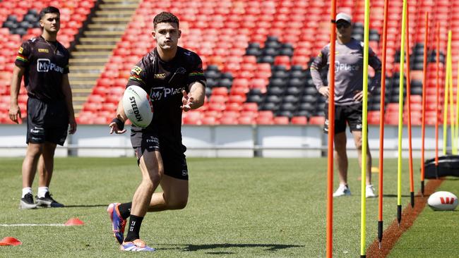 Nathan Cleary during the Penrith Panthers’ fan day and open training session at BlueBet Stadium this week. Picture: Jonathan Ng