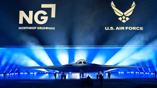 The B-21 Raider was unveiled during a ceremony at Northrop Grumman's Air Force Plant 42 in Palmdale, California, in December. Picture: Frederic J. Brown/AFP