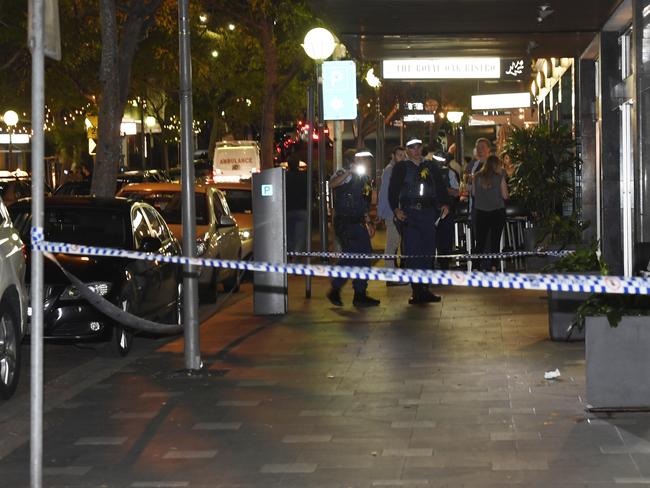 Emergency services called to Bay Street Double Bay, outside the Royal Oak Hotel for an assault. Picture: Gordon McComiskie