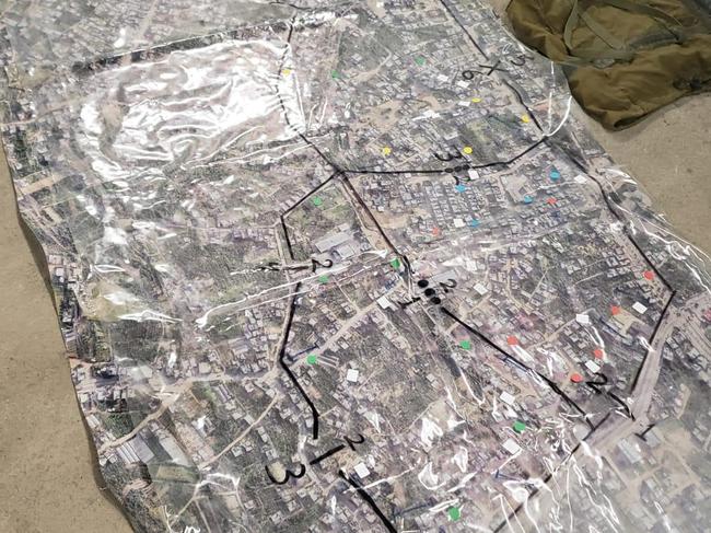 Hamas battle plans uncovered in the IDF's raid on their Jabalya stronghold. Picture: X