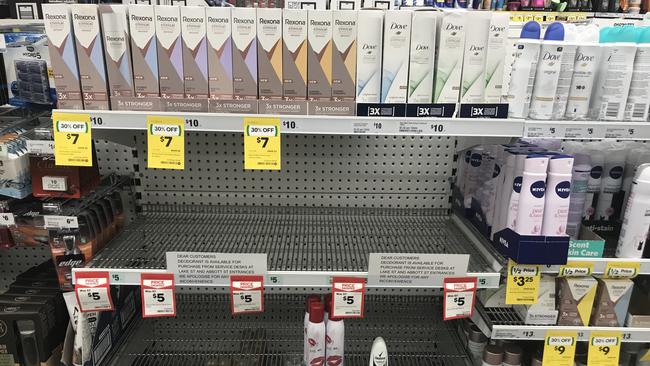 Rexona products have been removed from the shelves of Woolworths on Abbott St in Cairns after police requests due to juveniles chroming.