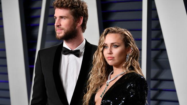 Liam Hemsworth and Miley Cyrus, who was seen partying in West Hollywood weeks before their breakup was made public. Picture: Getty Images