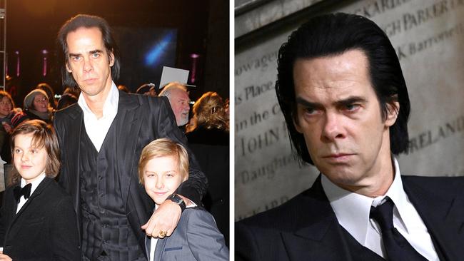 Nick Cave with two of his children.