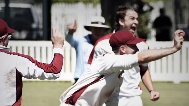 Brothers Clocktower Hotel captain Jake Kroehnert takes a sharp catch at short mid wicket to remove Ulmarra Hotel Tucabia Copmanhurst No.6 batsman Andrew Ellis for 2 during the Clarence River Cricket Association 2020/21 GDSC Premier League grand final at Ellem Oval on Sunday, 28th March, 2021.