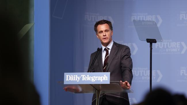 NSW Premier Chris Minns, giving his address at the 2023 Daily Telegraph Future Sydney Bradfield Oration. Picture: Richard Dobson