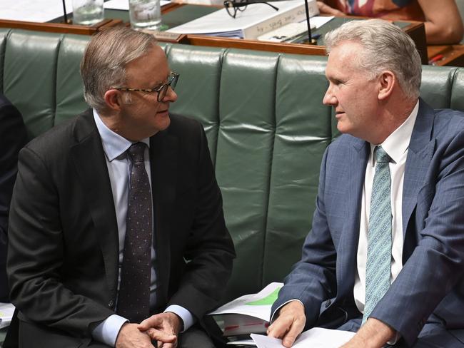 CANBERRA, AUSTRALIA, NewsWire Photos. DECEMBER 7, 2023: The Prime Minister, Anthony Albanese and Leader of the House Tony Burke during Question Time at Parliament House in Canberra. Picture: NCA NewsWire / Martin Ollman