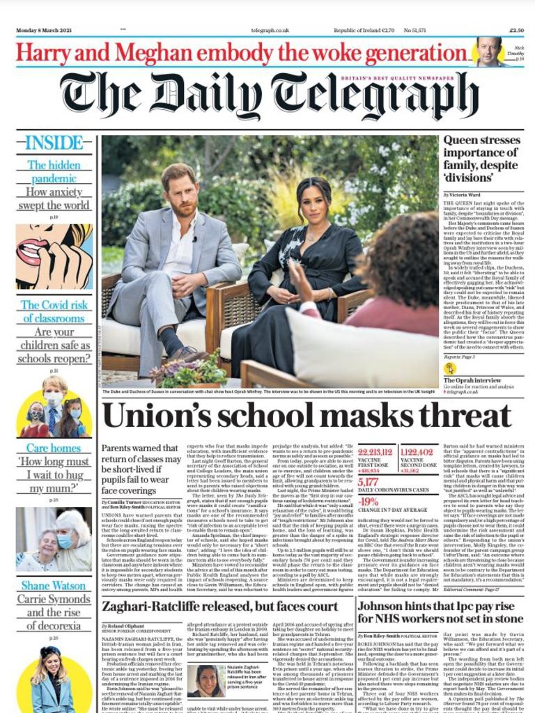 The Daily Telegraph front page.