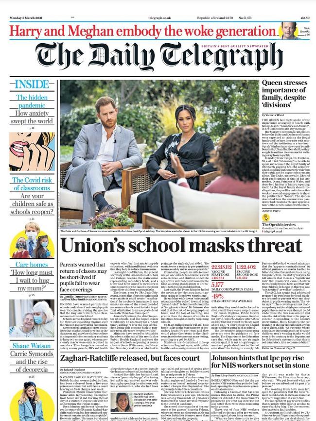 The Daily Telegraph front page.