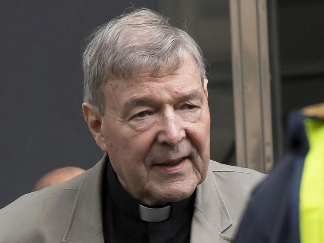 George Pell sat in the courtroom as the sentencing was broadcast around the world, but the public didn’t get to see him. Pictured at another court appearance last month. Picture: Andy Brownbill/AP