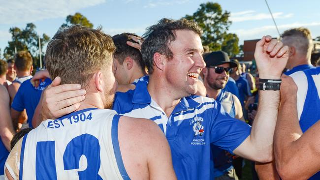 Jade Sheedy celebrates Athelstone’s grand final win. Picture: Brenton Edwards