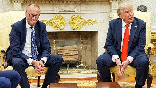 German Chancellor Friedrich Merz and President Trump meeting in the Oval Office. Picture: Michael Kappeler / POOL / AFP
