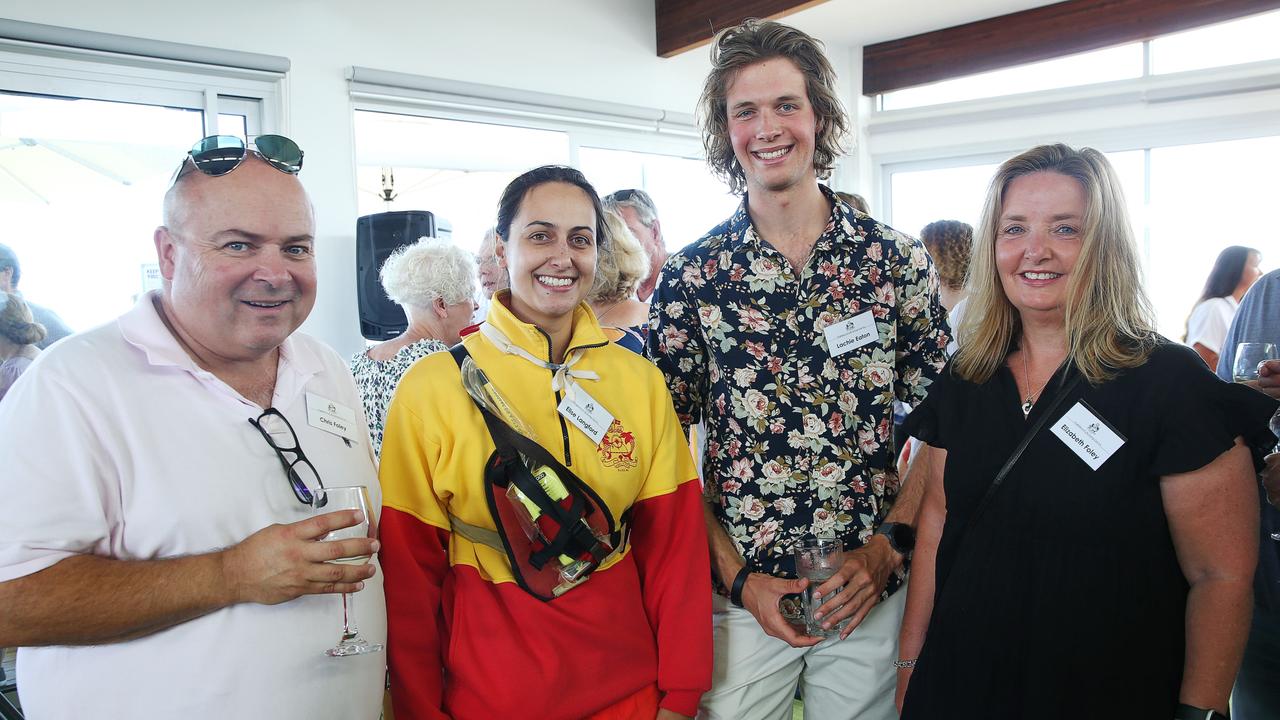 Chris Foley, Elise Langford, Lachie Eaton and Elizabeth Foley. Opening of the new part of Anglesea Surf Lifesaving Club. Picture: Alan Barber