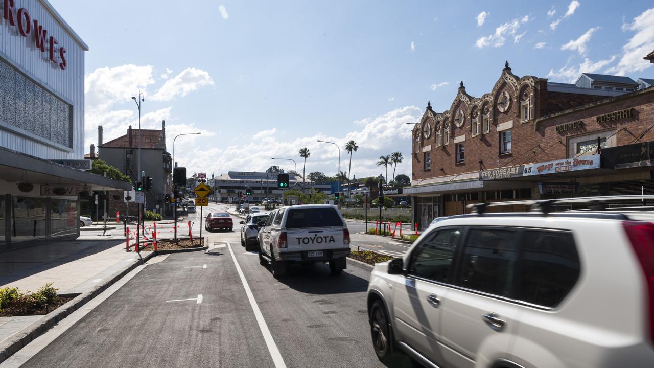 Russell St, between Ruthven and Victoria Sts, is open to all traffic after council completed the Russell Street Refresh project. Picture: Kevin Farmer