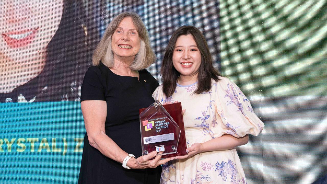 Winner of Charles Darwin International Student Award Yuqing (Crystal) Zhao at the NT Young Achiever Awards. Picture: Pema Tamang Pakhrin