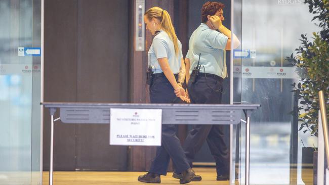 Corrections officers who arrived in July after quarantine bungles at the Rydges hotel in Carlton, Melbourne. Picture: Wayne Taylor