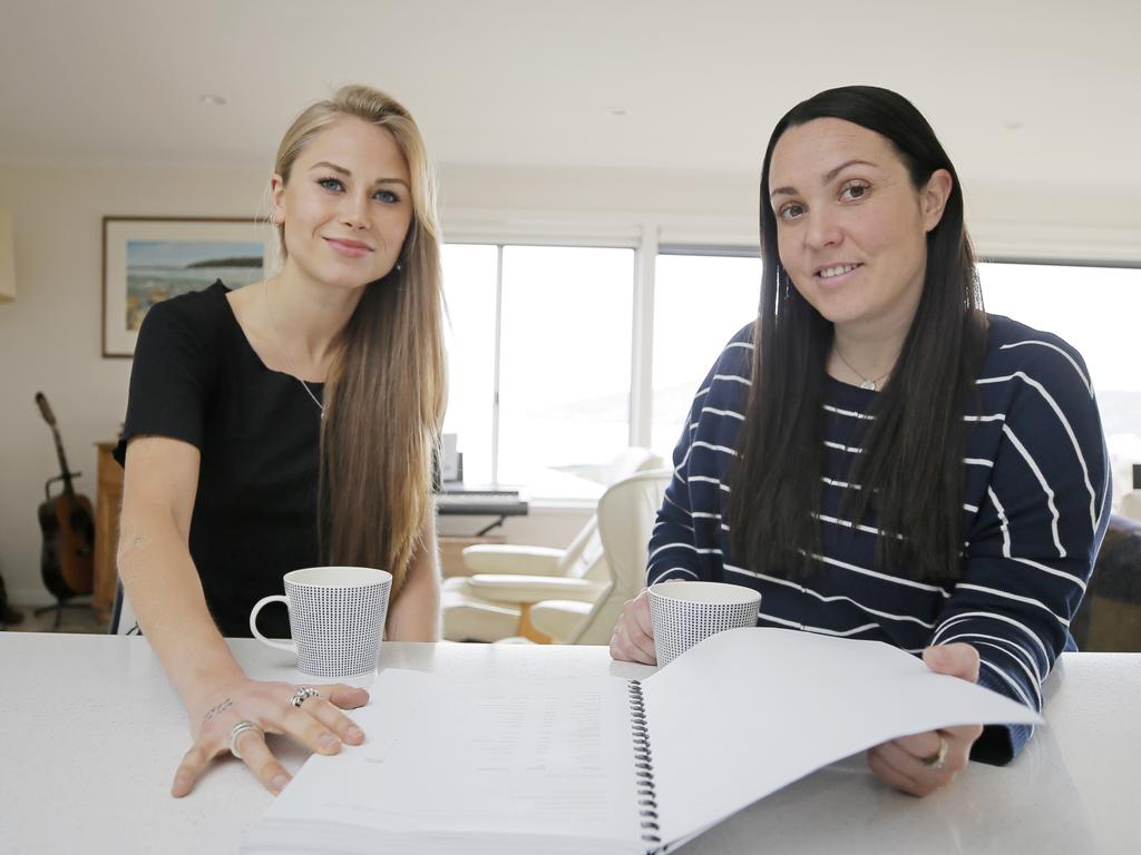 Grace, left, with journalist Nina Funnell, who collected over 5000 signatures for law reform. Picture: Patrick Gee