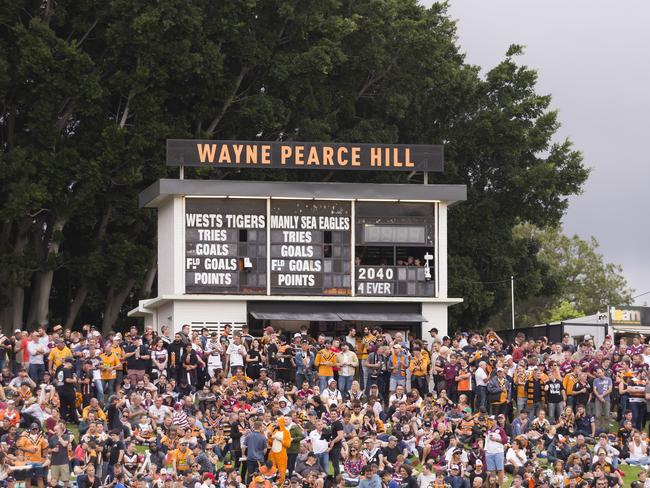 Punters pack the iconic Leichhardt Oval hill. Picture: Craig Golding