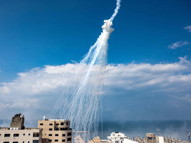 Smoke from Israeli bombardment over the Gaza City seaport. Picture: AFP