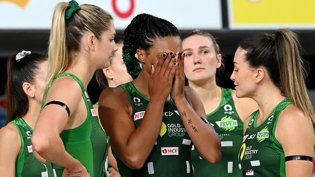 Shattered Fever players come to terms with their loss in the Super Netball decider.