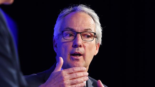 8/3/18: Macquarie CEO Nicholas Moore speaking at a conference put on by the Wharton Global Forum in Sydney. John Feder/The Australian.