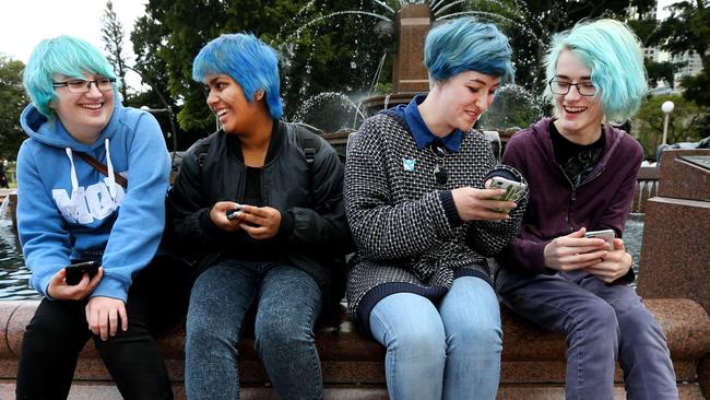 Sarah Betar, Shajara Khan, Remi Siciliano and Mari Scorgie play the game in Hyde Park. Picture: Richard Dobson