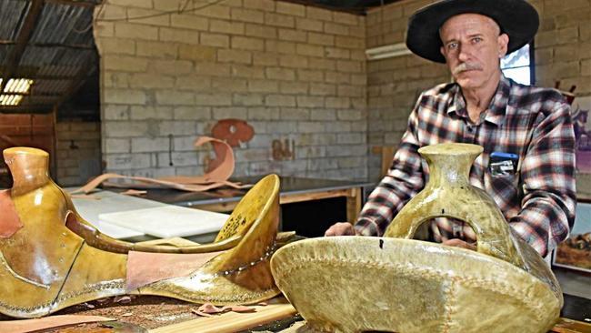 AGE OLD CRAFT: Saddler Trevor Able has moved to town and is already up and running with his business, Able Custom Saddles. Picture: Matthew Purcell