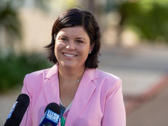 Health Minister Natasha Fyles updates media regarding overnight cases of coronavirus. Picture: Che Chorley