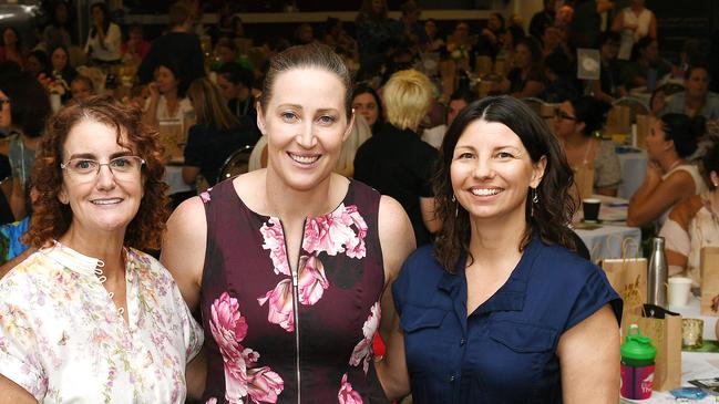 Dianne Newell, Jana Pittman and Julie Johnston at the NQ Women's Leadership Forum in Townsville. Picture: Shae Beplate.