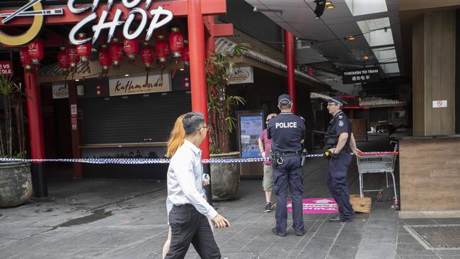 Police at the scene of the tragedy. Picture: Nigel Hallett