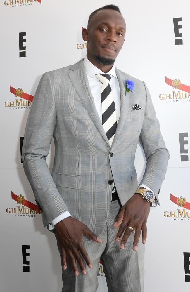 Usain Bolt in the Mumm Marquee at the Birdcage. Picture: Tracey Nearmy, AAP Image.