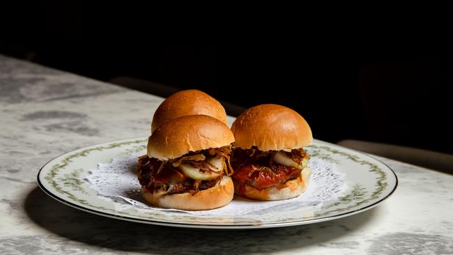 Red curry cheeseburgers at Kiin restaurant, Adelaide. Pictures: Jack Fenby