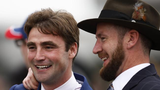 David Eustace and Ciaron Maher celebrate after Gold Trip won the 2022 Melbourne Cup. Picture: Daniel Pockett–Getty Images