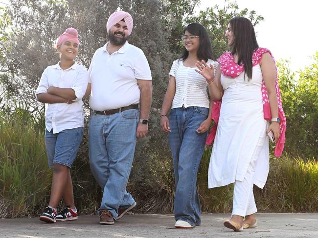 Pawan and Neha Singh with their children Nirvaan, 11, and Samara, 12. Picture: Josie Hayden