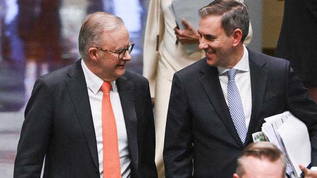 Prime Minister, Anthony Albanese and Federal Treasurer Jim Chalmers arrive for Question Time at Parliament House in Canberra. Picture: NCA NewsWire / Martin Ollman