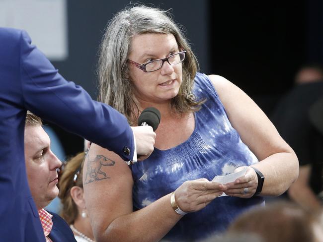 Like the rest of the room, Nikki, who asked the indigenous incarceration question, seemed perplexed by Mr Dickson’s answer. Picture: Josh Woning/AAP