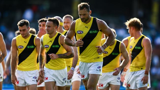 Toby Nankervis and the Tigers were belted by Port Adelaide. (Photo by Mark Brake/Getty Images)