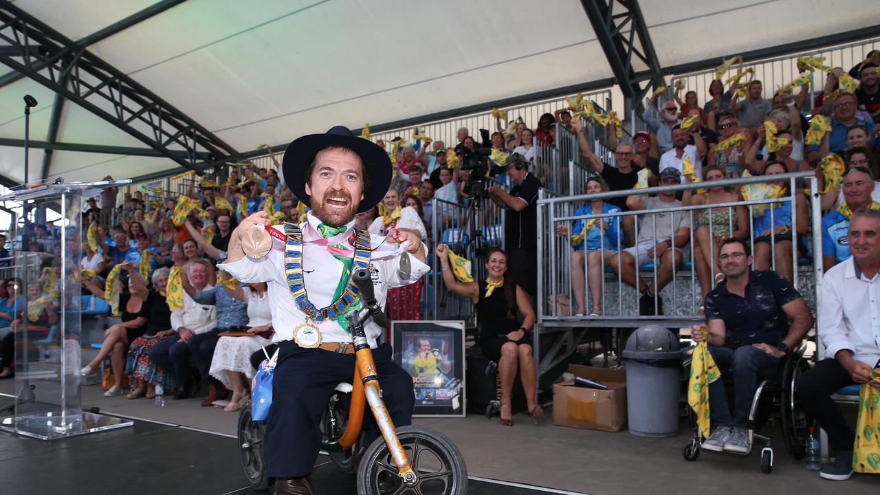 Dual Paralympic medallist Grant "Scooter" Patterson was presented with the keys to the city at a ceremony held at Tobruk Pool in 2021. Picture: Brendan Radke