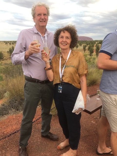 Franca with her husband David at Uluru.