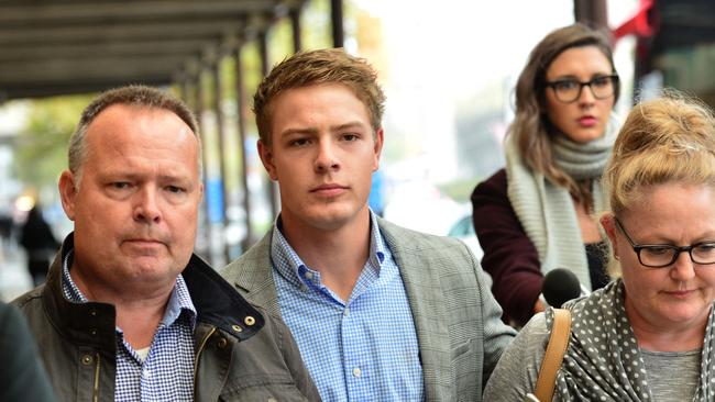 Reece Watherston outside the Supreme Court last week, with supporters. Picture: AAP / Keryn Stevens