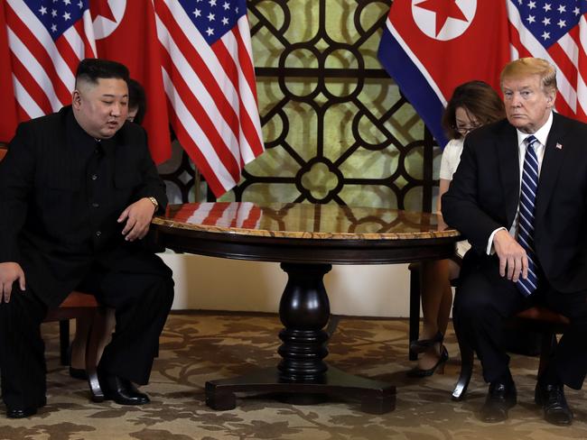 The pair gave a joint press conference where Kim Jong-un responded to a foreign reporter for the first time ever. Picture: AP 