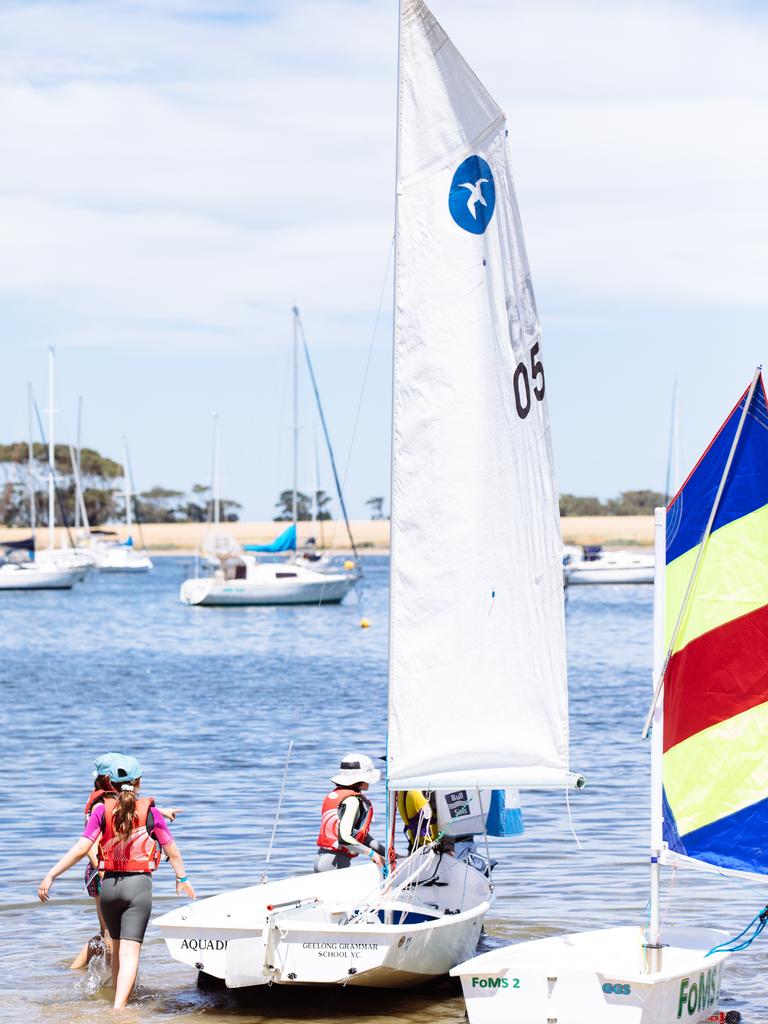 The school’s prime location on the edge of Corio Bay is ideal for year-round sailing.