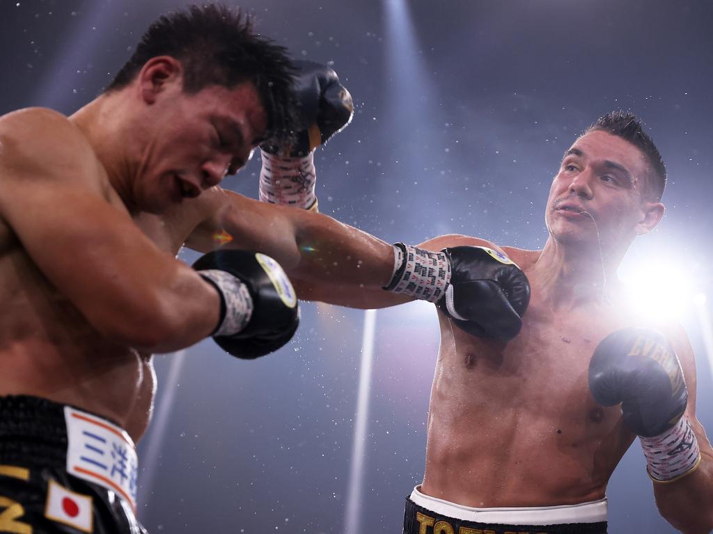 It was Tim Tszyu’s night as he improved his record to 20-0. Picture: Mark Kolbe/Getty Images