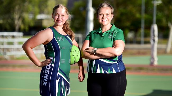 Phoenix Netball Club Townsville president Deb Eastlake with her daughter Georgia Eastlake 13.