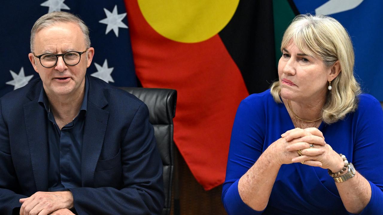 The wipeout of Labor in the NT led by Eva Lawler (right) has raised questions over the performance of the ALP as Anthony Albanese prepares for a federal election next year. Picture: Lukas Coch/ Pool/ NewsWire