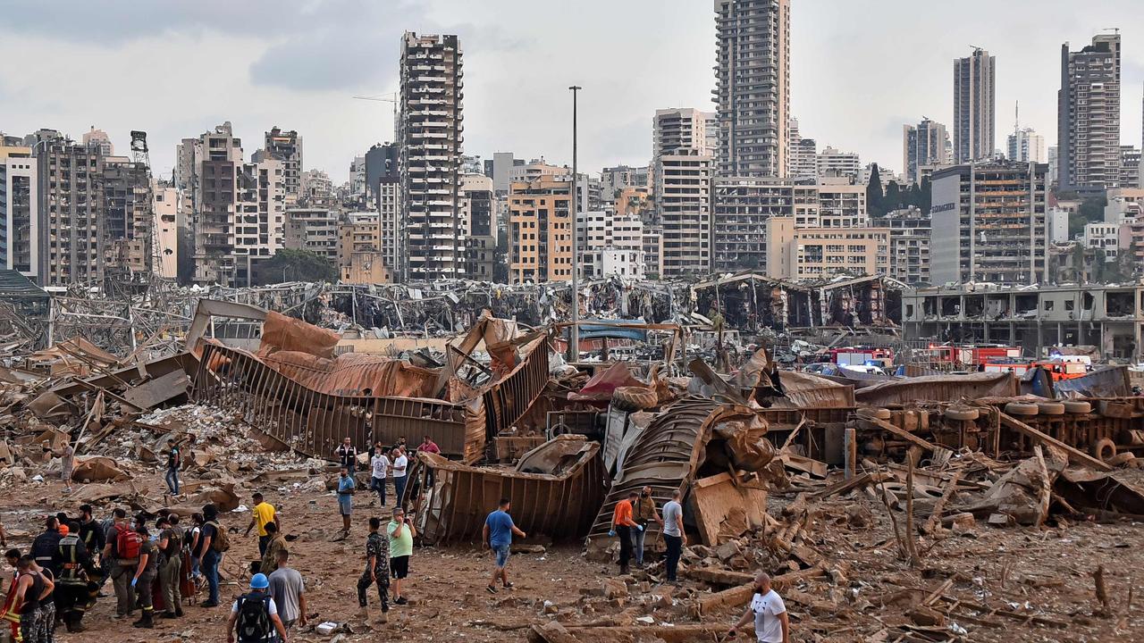 A heavily damaged part of Beirut after the explosion. Picture: STR/AFP