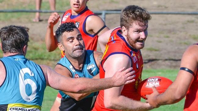 Jay Hansen, in action for Flinders Park last season, was strong for the Reds on Saturday. Picture: AAP/Brenton Edwards