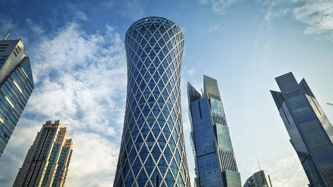 Huge office buildings in downtown Doha, Qatar.