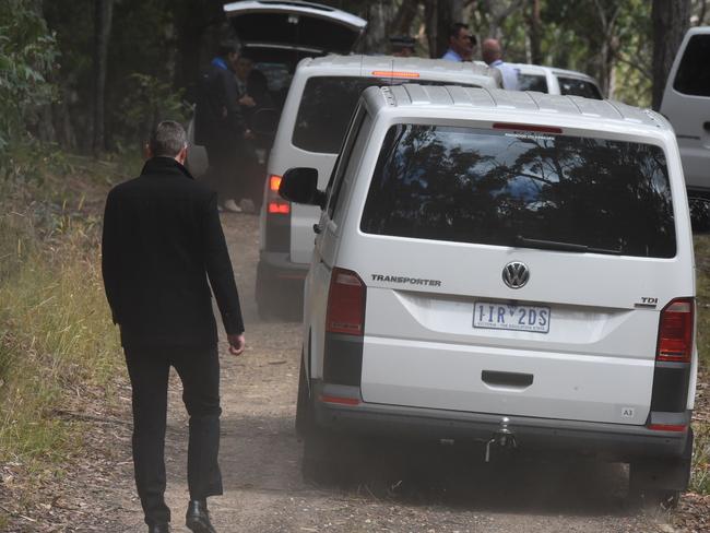 Police near where a woman’s body has been found at Mt Macedon. Picture: Kylie Else