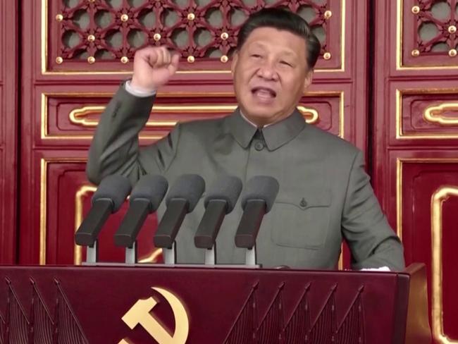 Chinese President Xi Jinping delivers a speech during the celebrations of the 100th anniversary of the founding of the Communist Party of China at Tiananmen Square in Beijing on July 1, 2021. Picture: Reuters